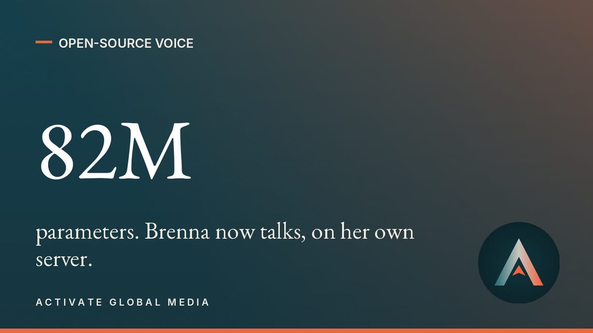 Kokoro, the open-source voice model behind Brenna: 82 million parameters.