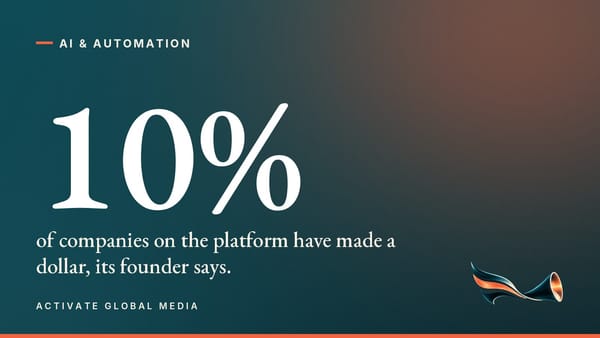 About 10% of companies on the platform have made a dollar, its founder says.
